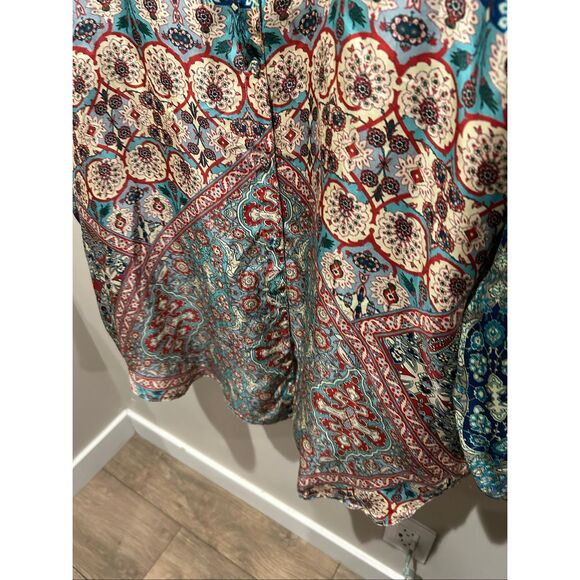 Johnny Was 100% Silk Button Up Top Long Sleeve R - Picture 7 of 13